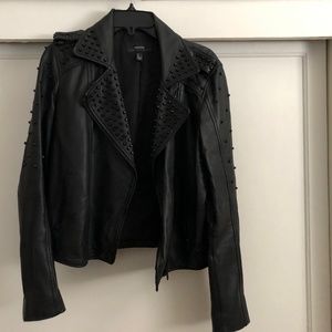 Leather motorcycle jacket - 100% REAL leather BLK
